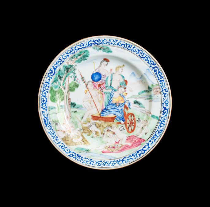 Chinese export porcelain famille rose dinner plate with European subject image of Earth after Albani | MasterArt